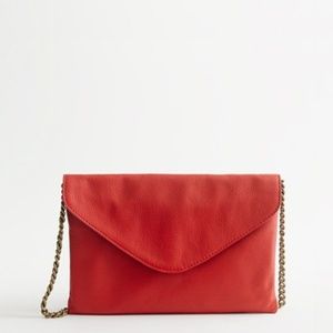 J.Crew Factory Red Leather Envelope Clutch